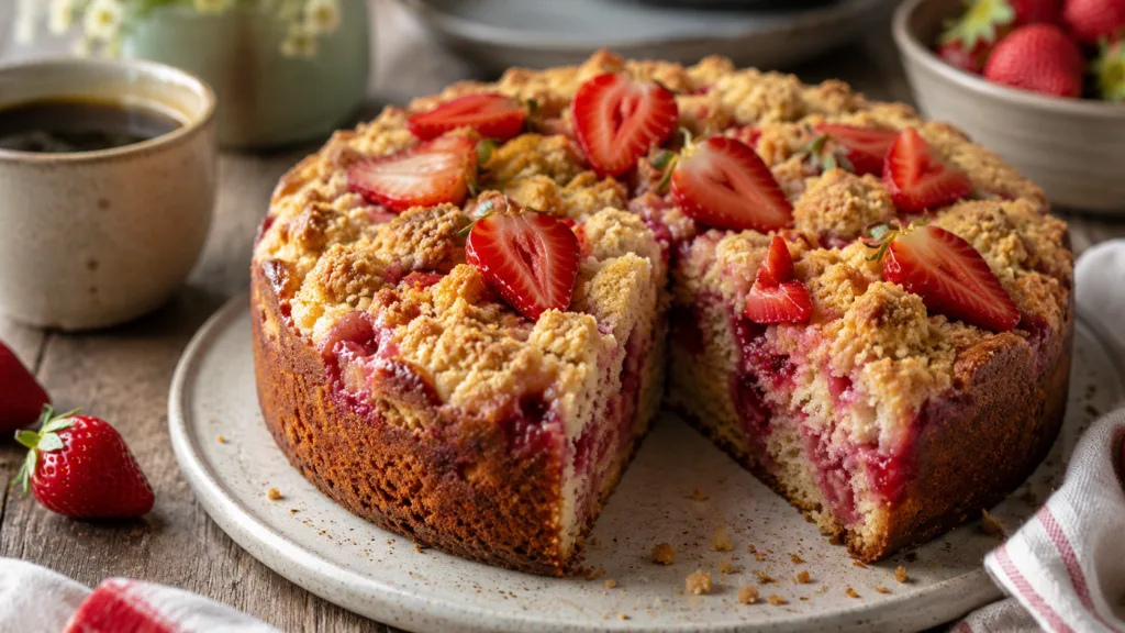 strawberry crumb cake